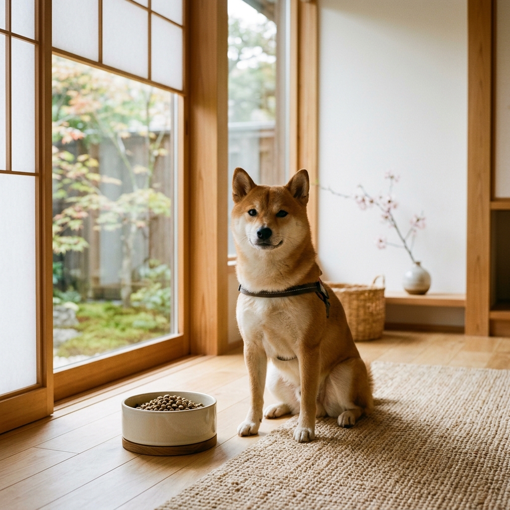Shiba Inu in daily routine with Japanese pet care products