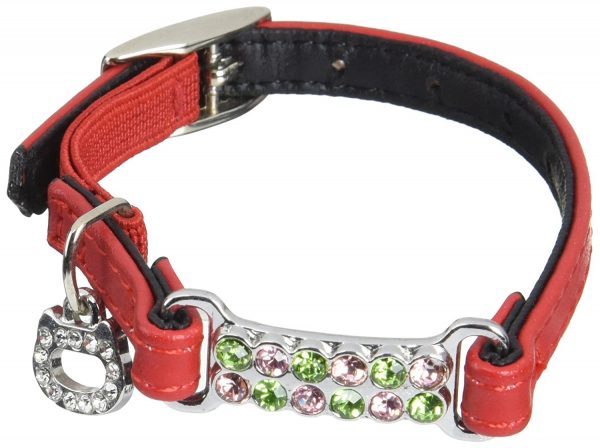 Safety collar "Diamond Pendants" with anti-suffocation system. Size 3S. Red.