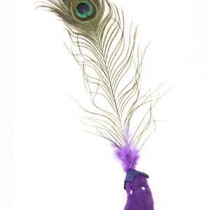 Cat Teaser with Peacock Feather and Catnip, purple